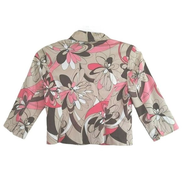 Maggy London Petite Size 6 Floral Print Zip Front Jacket 3/4 Sleeve - Picture 5 of 6